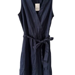 J. Crew Navy Wrap slvls Midi Dress Sz 6 NWT